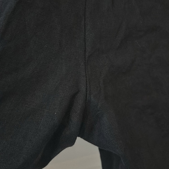 Zara navy blue linen blend Bermuda shorts SZ M high rise relaxed fit preppy - Picture 4 of 15